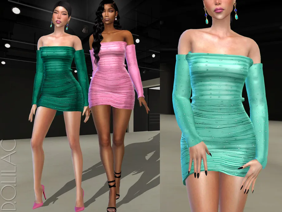 Crystal Embellished Mini Dress DO471