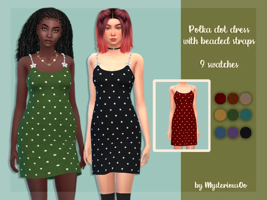 Polka dot dress with beaded straps