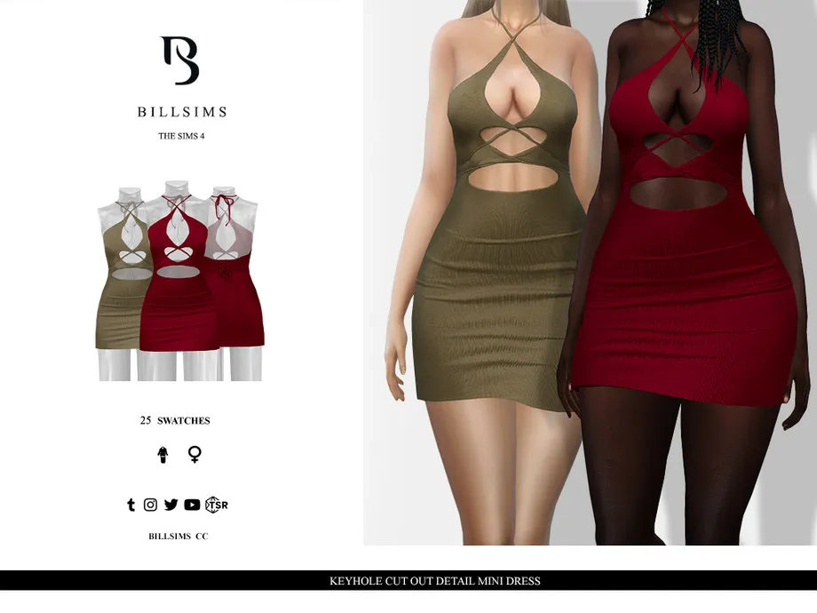 Keyhole Cut Out Detail Mini Dress