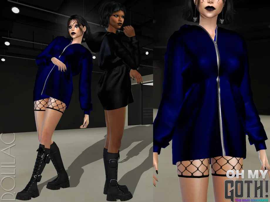 Oh My Goth - Mesh Detailed Hooded Dress DO09