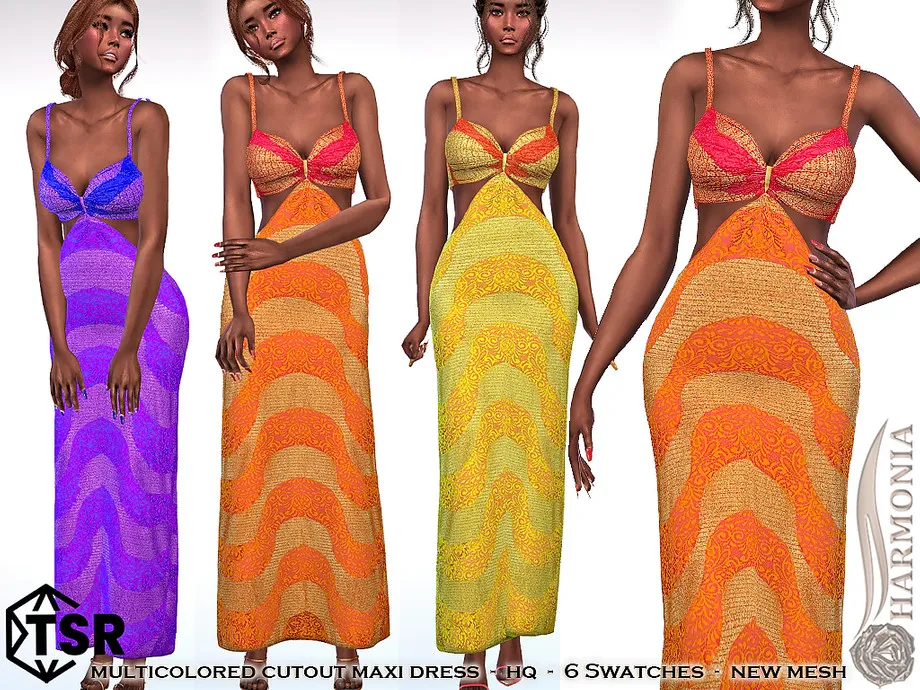Multicolored Cutout Maxi Dress
