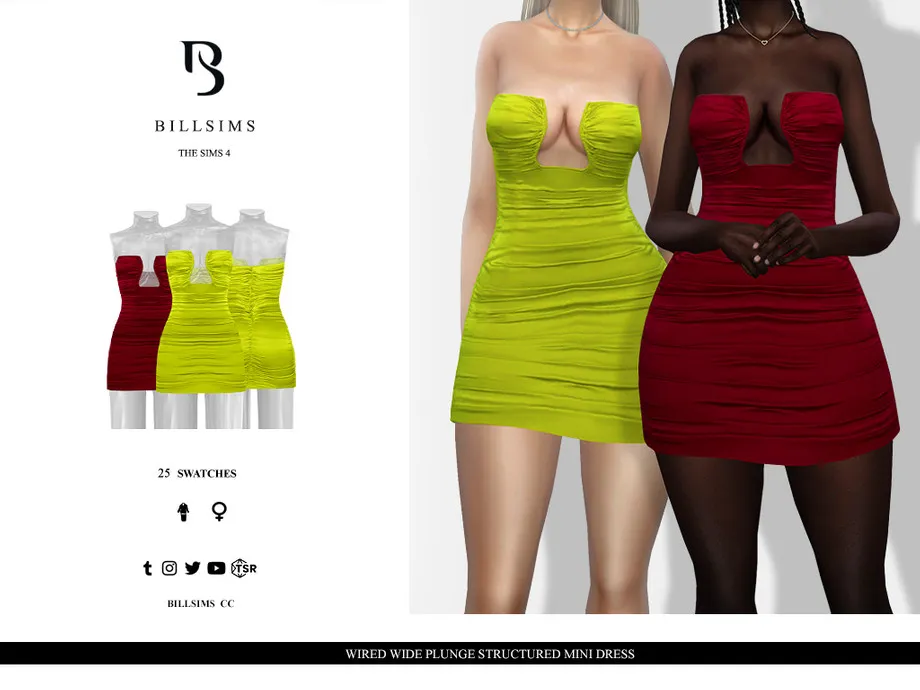 Wired Wide Plunge Structured Mini Dress