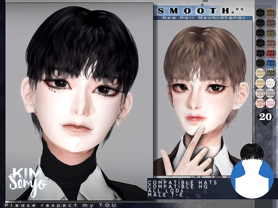 TS4 Male Hairstyle_Smooth_B