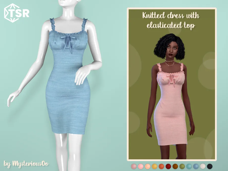 Knitted dress with elasticated top
