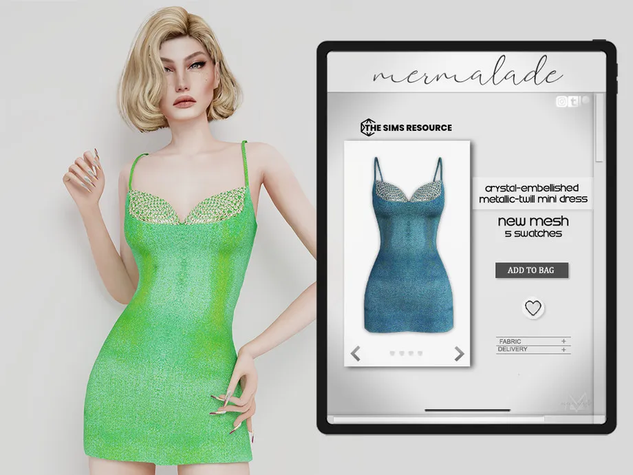 Crystal-Embellished Metallic-Twill Mini Dress MC417