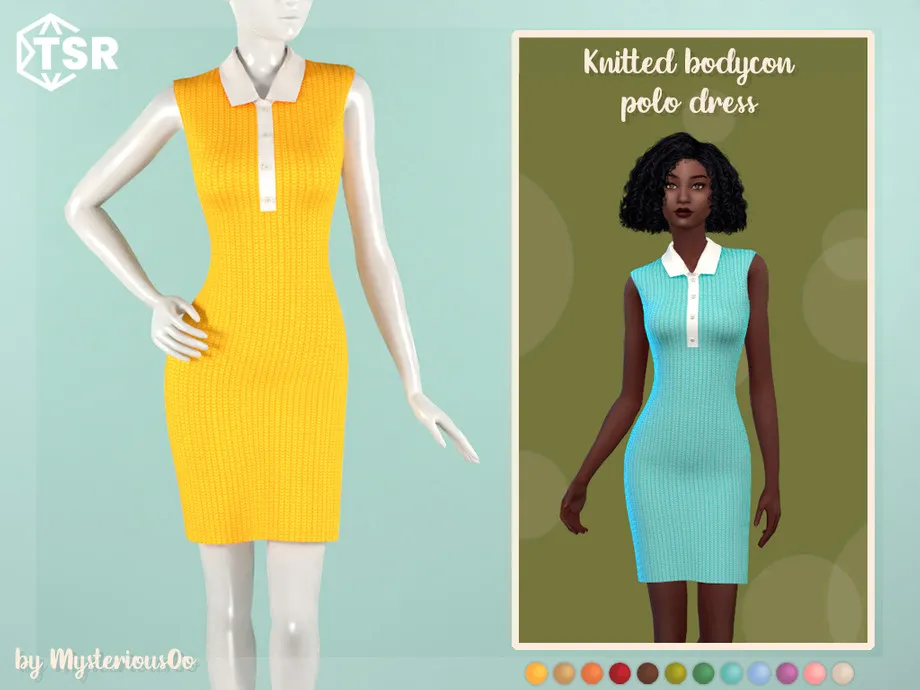 Knitted bodycon polo dress