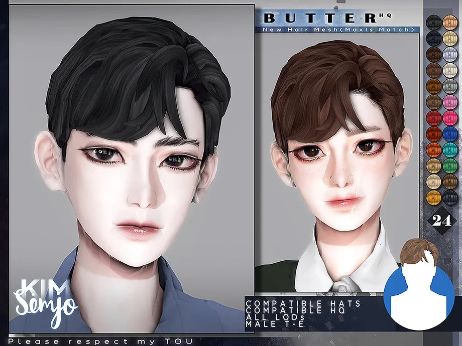 TS4 Male Hairstyle_Butter(Maxis Match)
