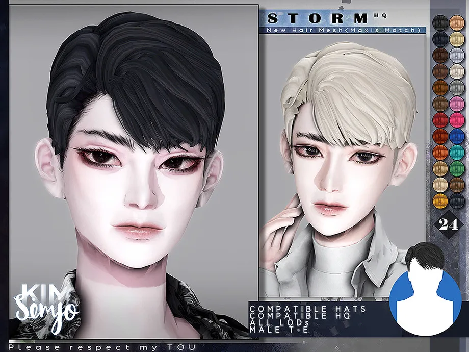 TS4 Male Hairstyle_Storm(Maxis Match)