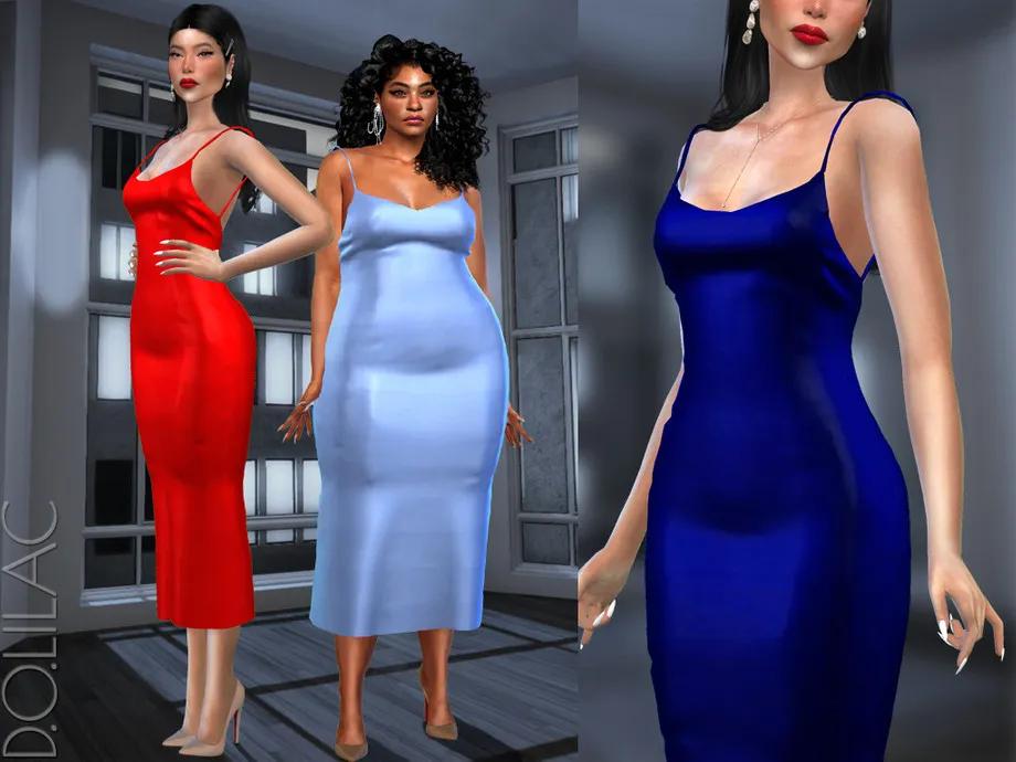 V-neck Slip Midi Dress DO502