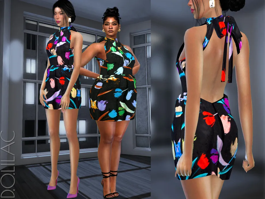Floral Halter-neck Dress DO508