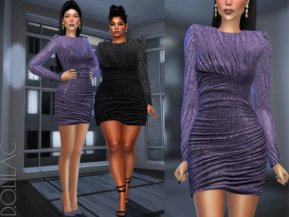 Metallic Ruched Mini Dress DO510