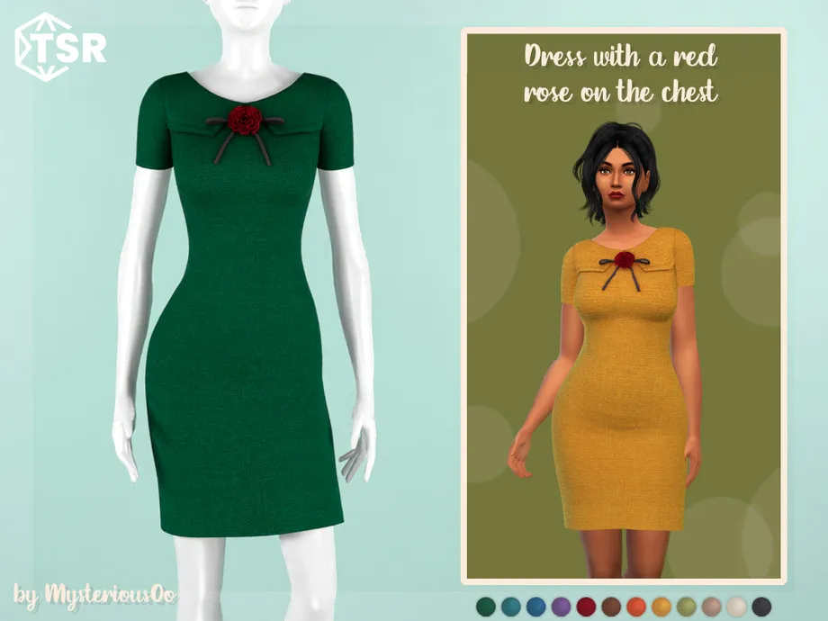 Dress with a red rose on the chest