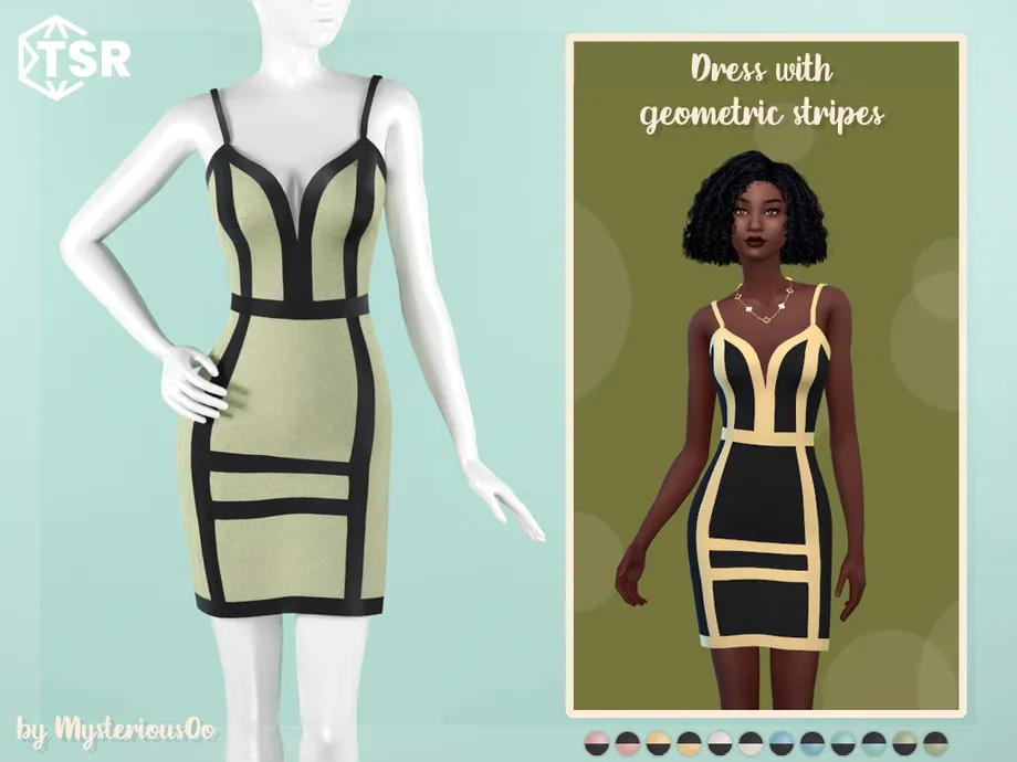 Dress with geometric stripes