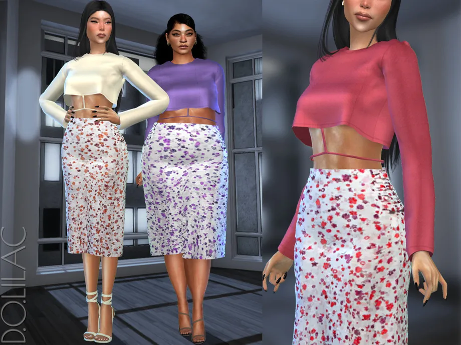 Floral Midi Skirt DO519
