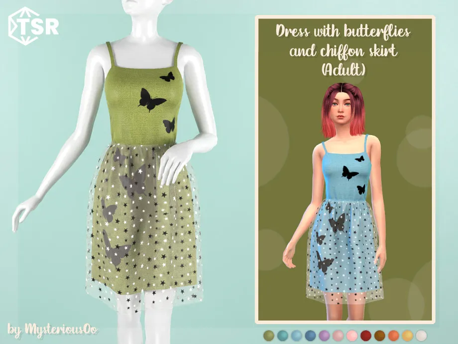 Dress with butterflies and chiffon skirt Adult