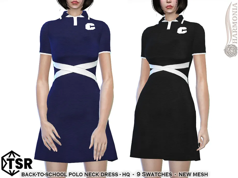 Back-to-School Polo Neck Dress