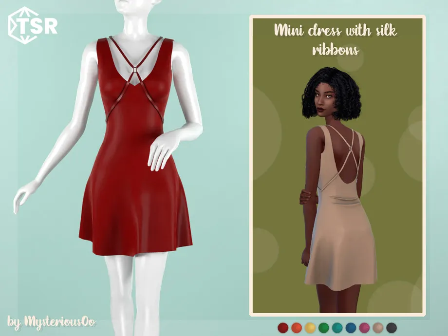 Mini dress with silk ribbons