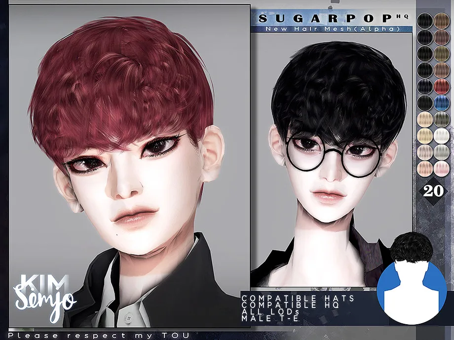 TS4 Male Hairstyle_Sugarpop
