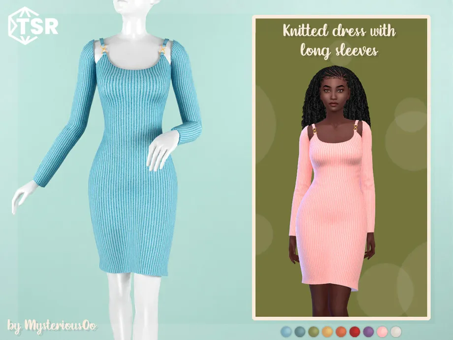 Knitted dress with long sleeves