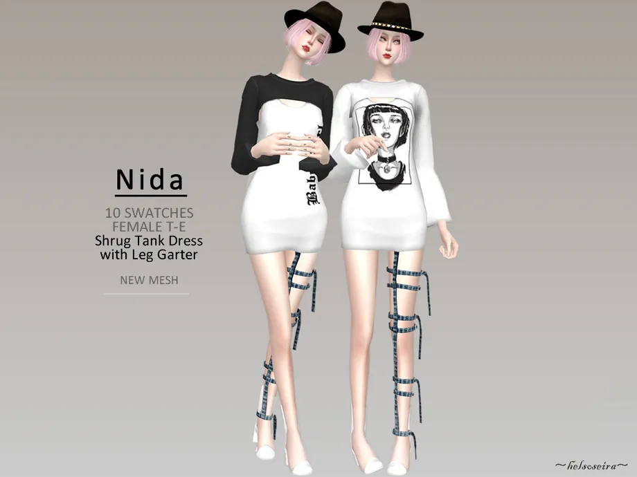 NIDA  - Shrug Dress w/ Leg Garter