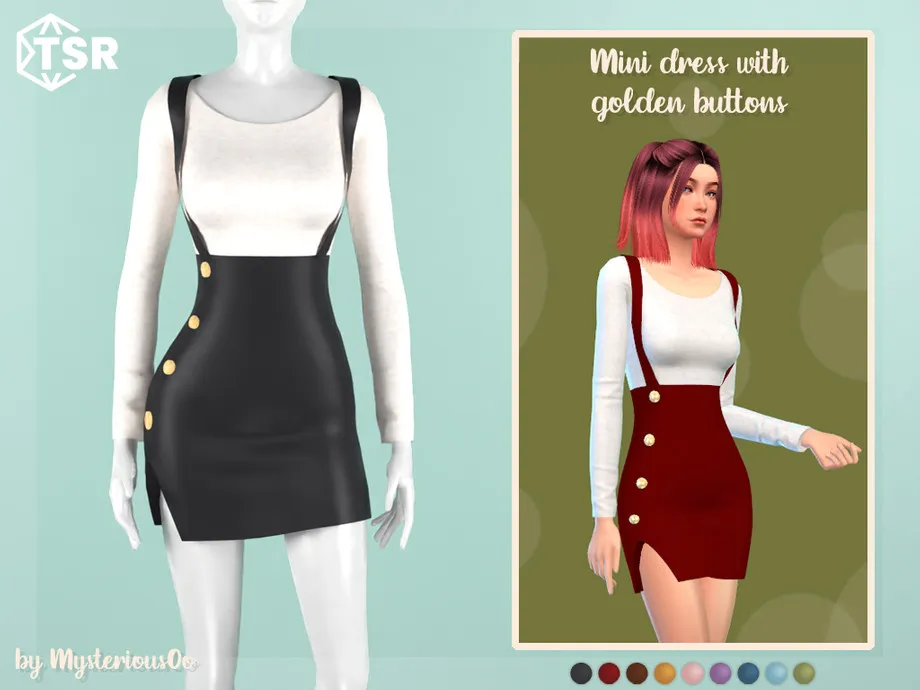 Mini dress with golden buttons