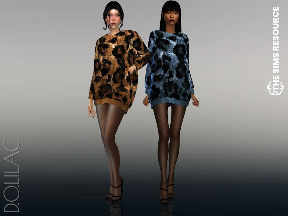 Leopard Print Wool Sweater Dress DO566