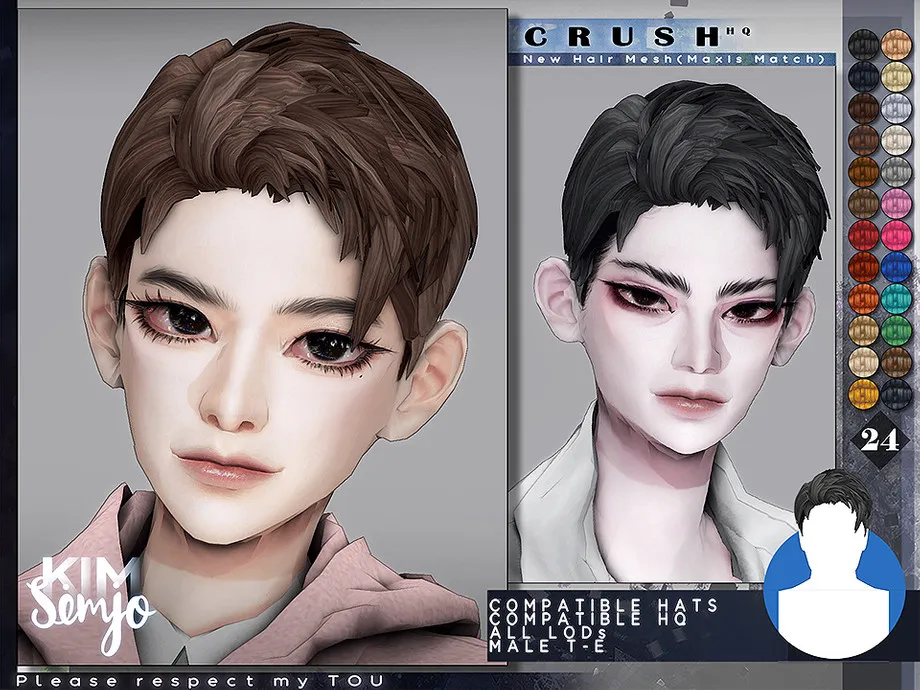 TS4 Male Hairstyle_Crush(Maxis Match)