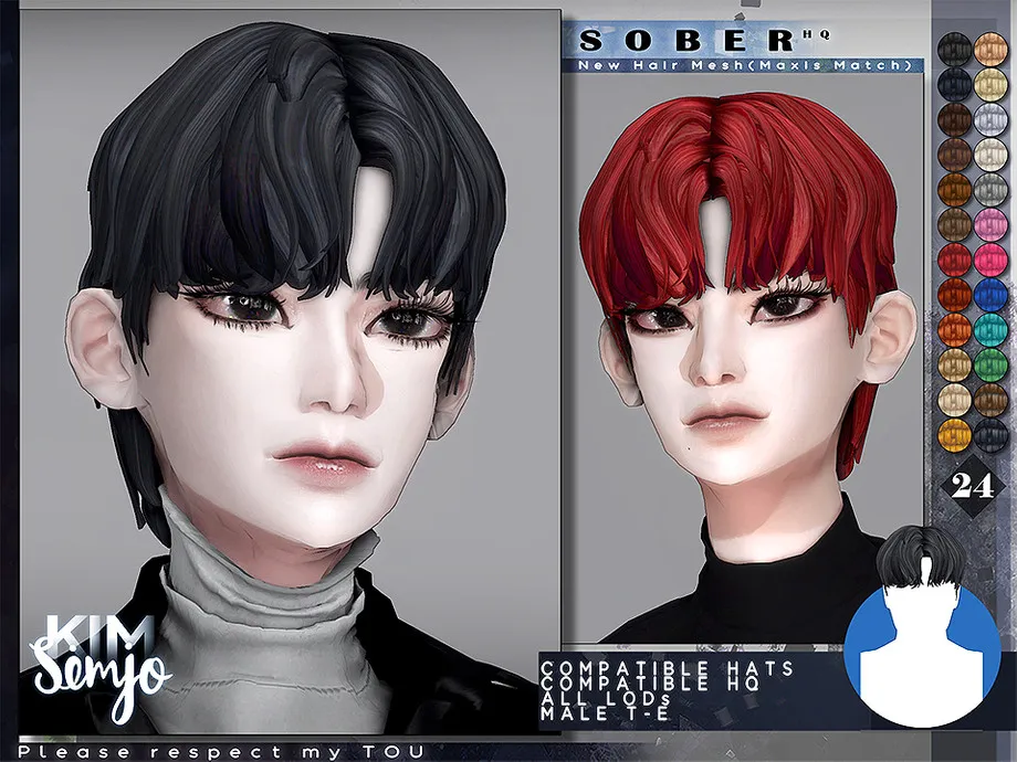 TS4 Male Hairstyle_Sober(Maxis Match)