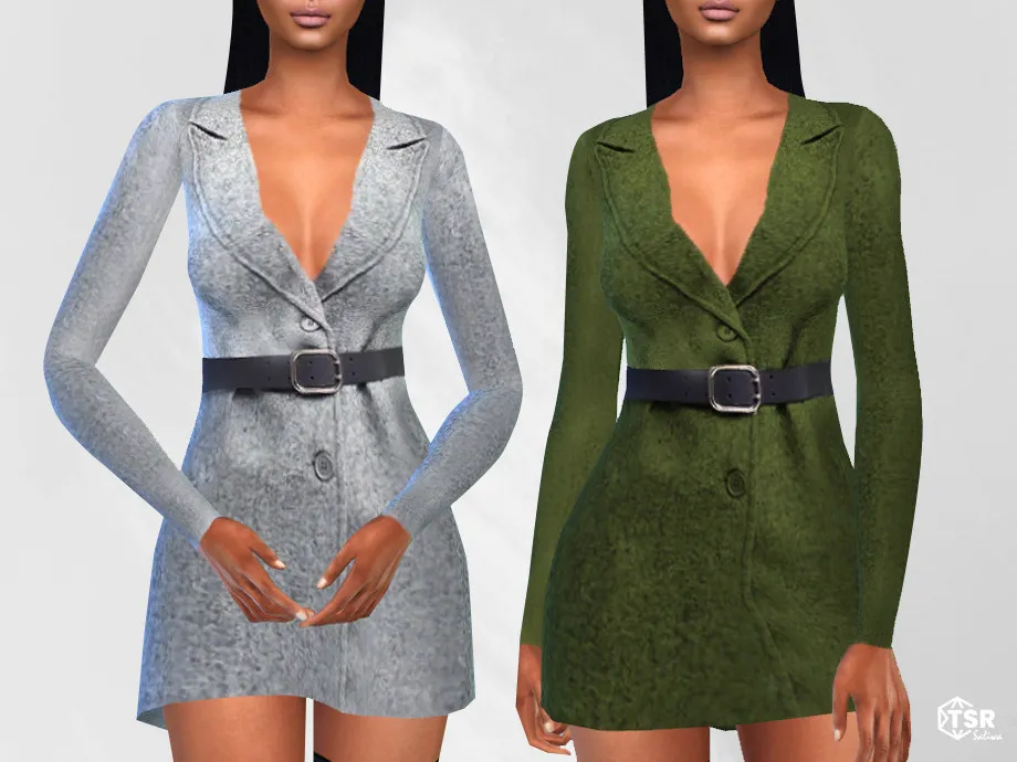 Winter Jacket Dresses with Belt