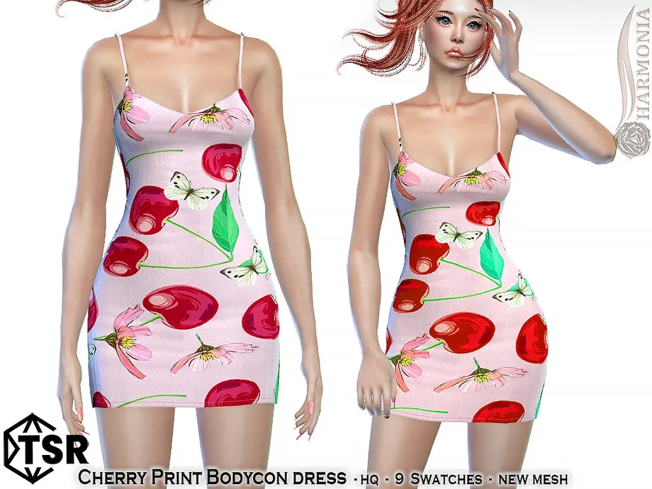 Cherry Print Bodycon Dress