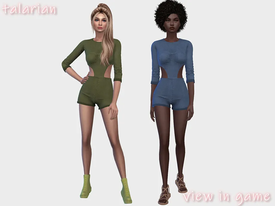 Allison side cut denim jumpsuit