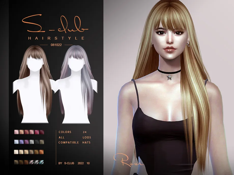Long straight shine hair with bangs(Rose081022)by S-CLUB