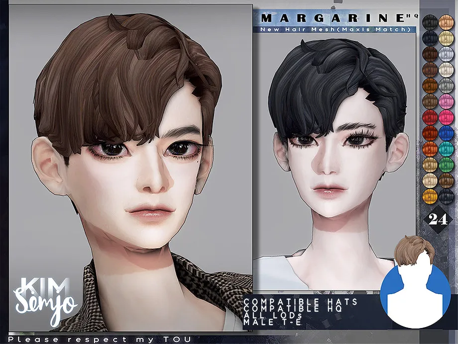 TS4 Male Hairstyle_Margarine(Maxis Match)
