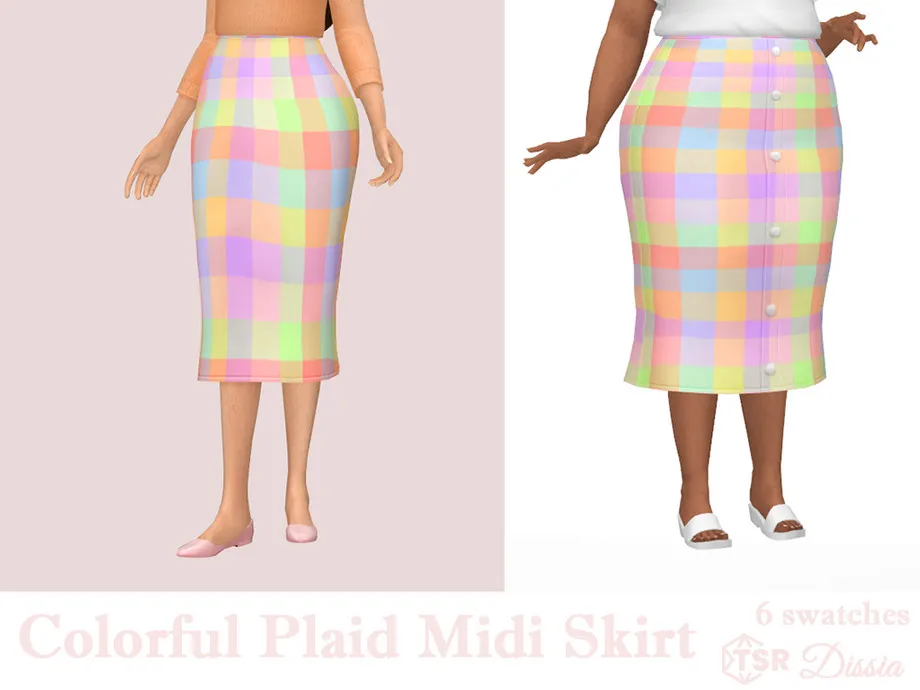 Colorful Plaid Midi Skirt
