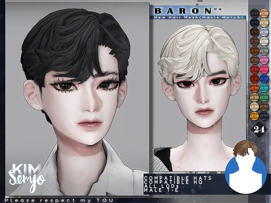 TS4 Male Hairstyle_Baron(Maxis Match)