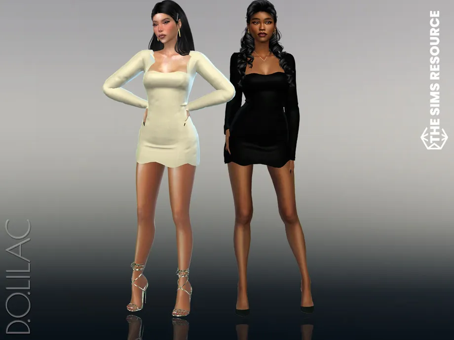 Scalloped square-neck dress DO606