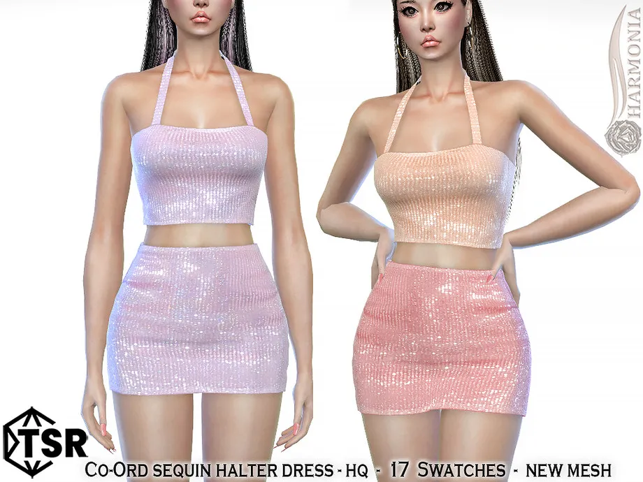 Co-Ord Sequin Halter Dress