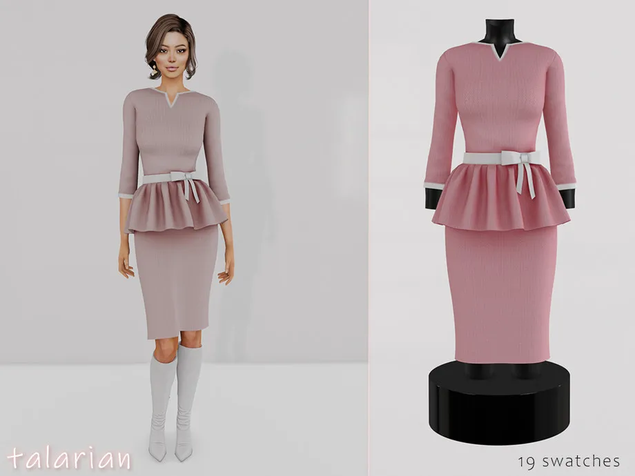 Clara Peplum dress with Waist Bow