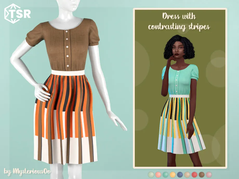 Dress with contrasting stripes