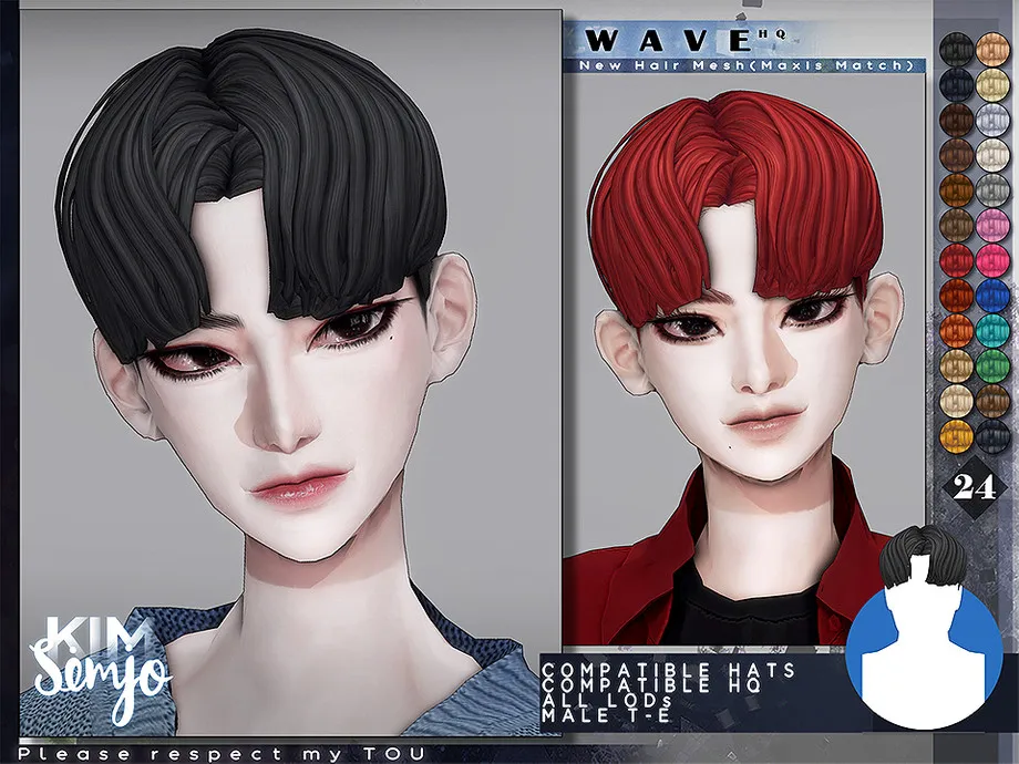 TS4 Male Hairstyle_Wave(Maxis Match)