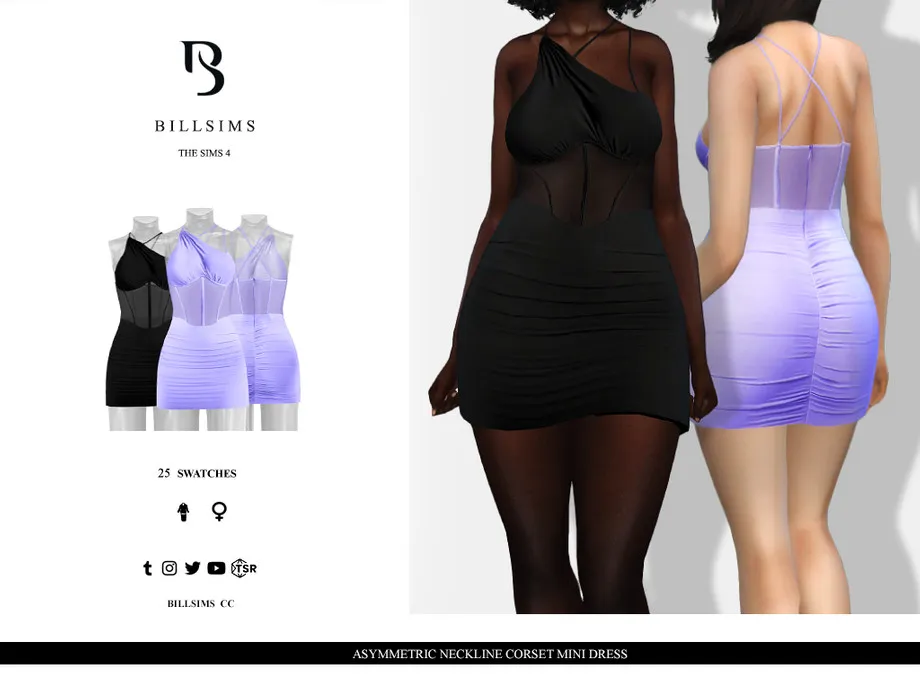 Asymmetric Neckline Corset Mini Dress