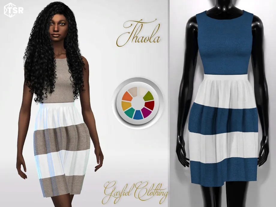 Thaola - Dress with a striped skirt