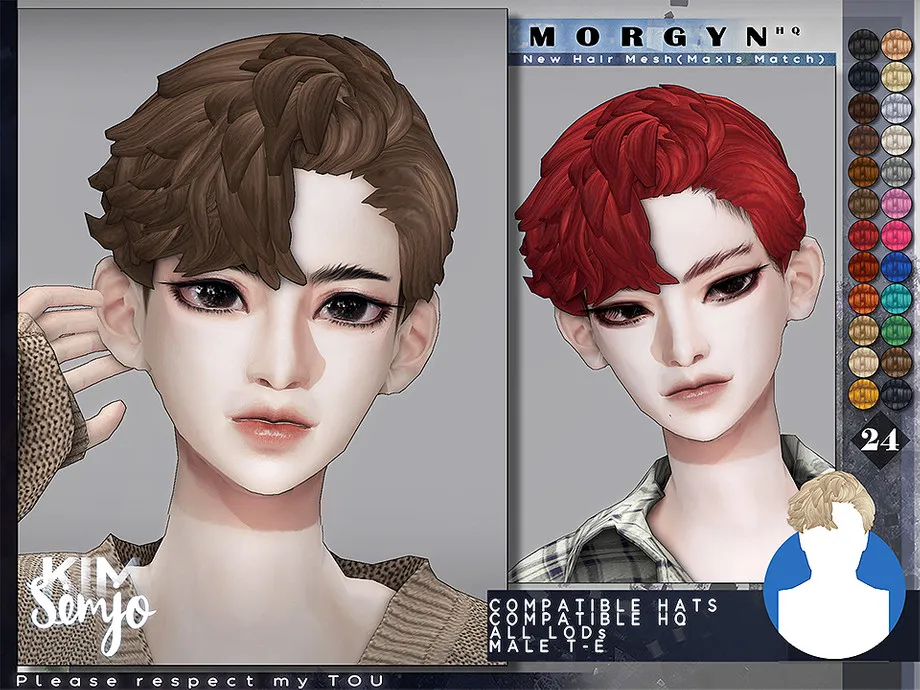 TS4 Male Hairstyle_Morgyn(Maxis Match)
