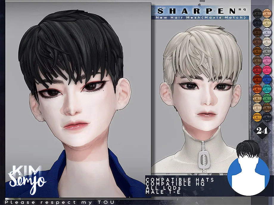 TS4 Male Hairstyle_Sharpen(Maxis Match)