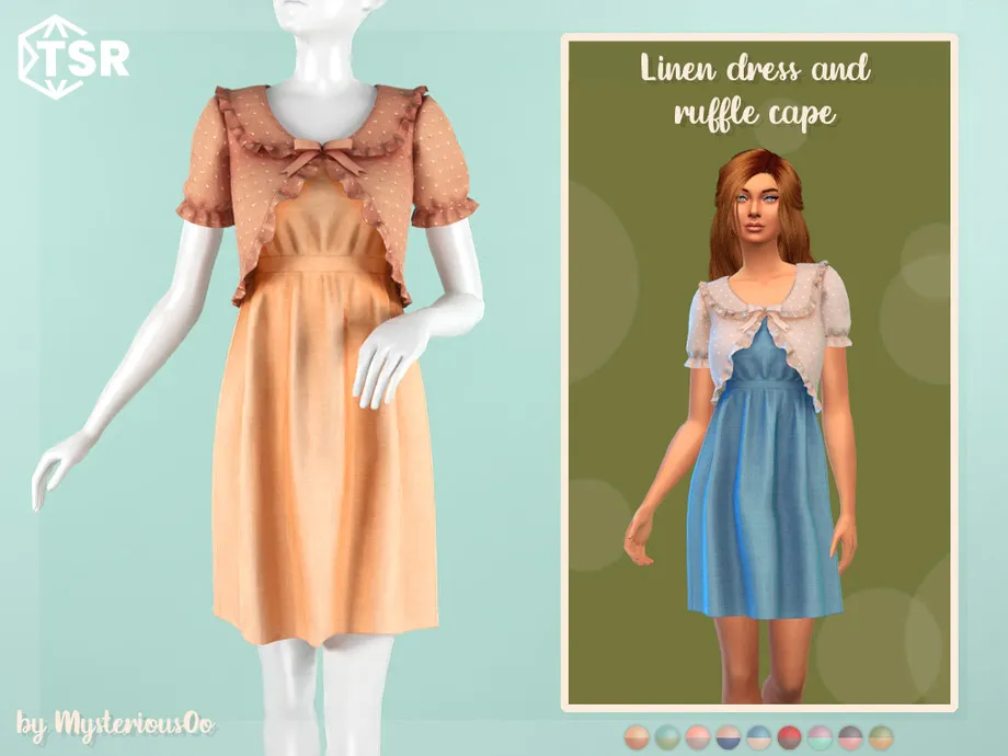 Linen dress and ruffle cape