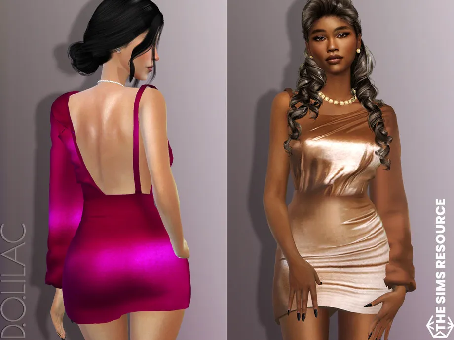 One Shoulder Satin Dress DO659