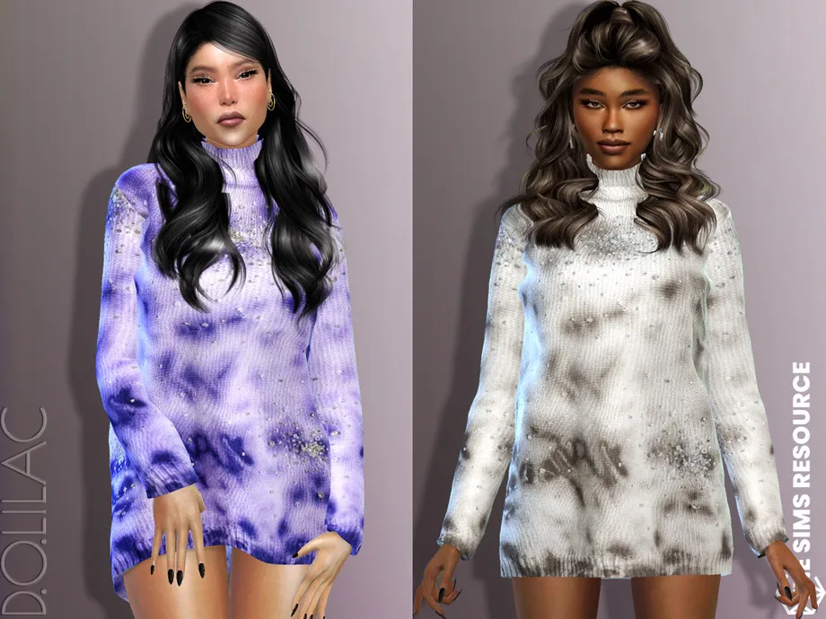 Embroidered Cotton Sweater Dress DO672