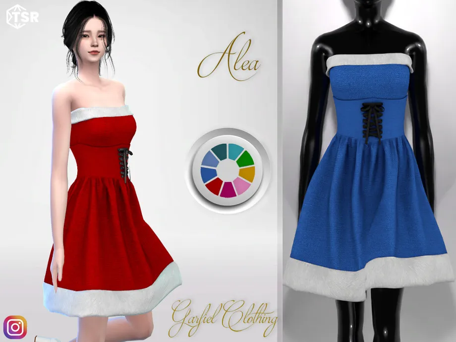 Alea - Christmas dress with fur and lace-up corset