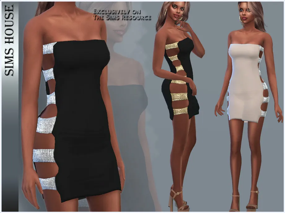 DRESS WITH SPLIT AND RHINES