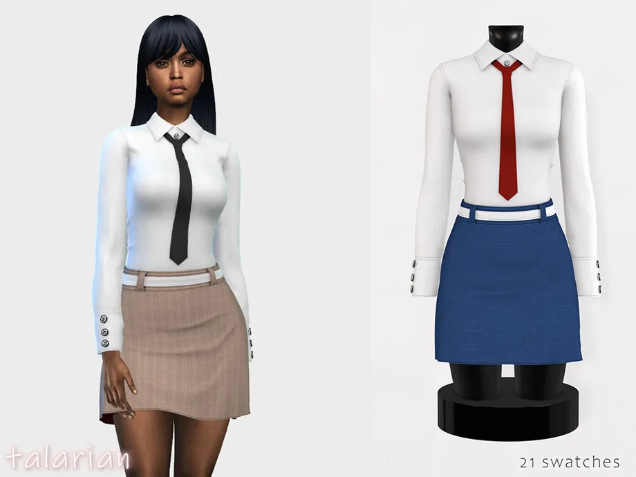 Charlie Shirt with a Tie and Skirt Set